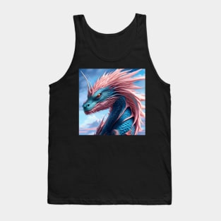 Intricate Blue Scaled Dragon with Pink Spines Tank Top